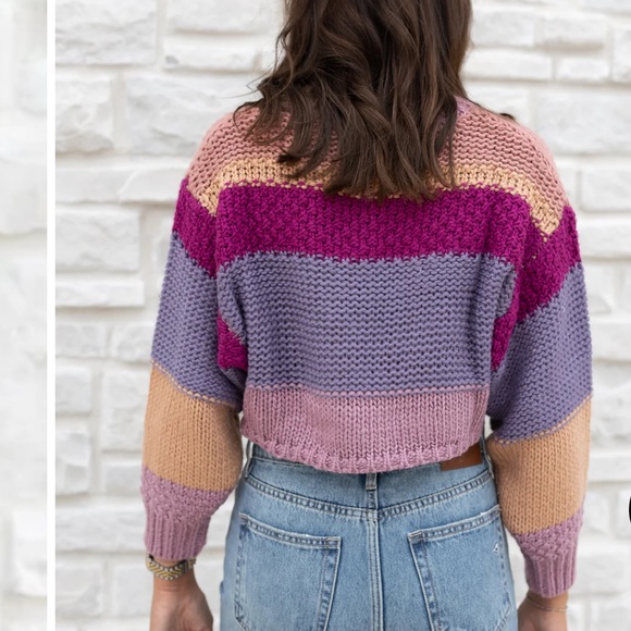 Cropped Chunky Knit Dolman Sweater - Picture 2 of 9